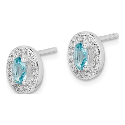 Sterling Silver CZ Oval Stud Earrings – view 3