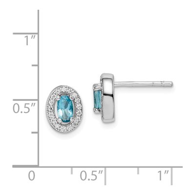 Sterling Silver CZ Oval Stud Earrings – view 5