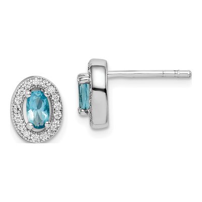 Sterling Silver CZ Oval Stud Earrings