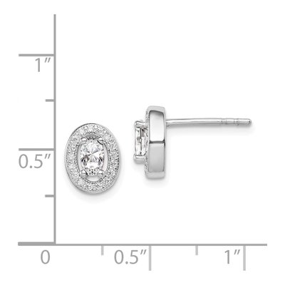 Sterling Silver CZ Oval Stud Earrings – view 5