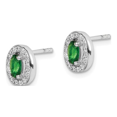 Sterling Silver CZ Oval Stud Earrings – view 3