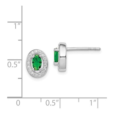 Sterling Silver CZ Oval Stud Earrings – view 5