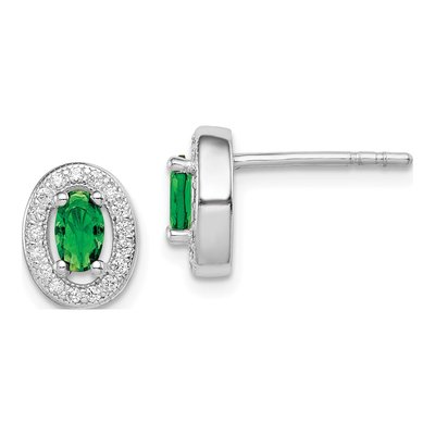 Sterling Silver CZ Oval Stud Earrings