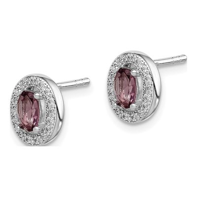Sterling Silver CZ June Birthstone Oval Stud Earrings – view 3