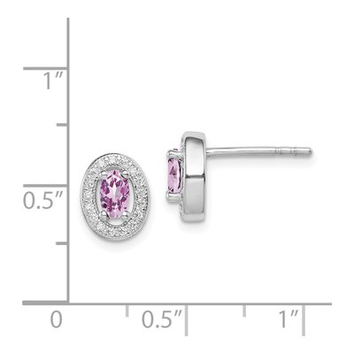 Sterling Silver CZ June Birthstone Oval Stud Earrings – view 5