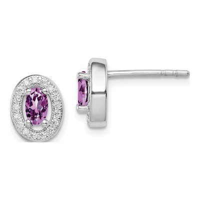 Sterling Silver CZ June Birthstone Oval Stud Earrings