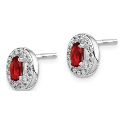 Sterling Silver CZ Oval Stud Earrings – view 3