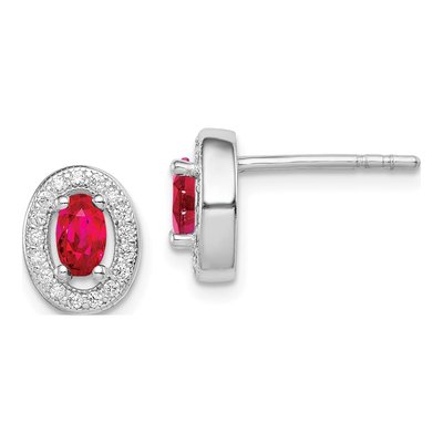 Sterling Silver CZ Oval Stud Earrings