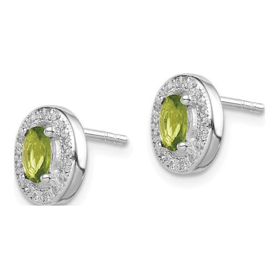 Sterling Silver CZ Oval Stud Earrings – view 3