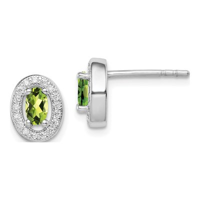 Sterling Silver CZ Oval Stud Earrings