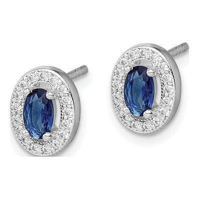 Sterling Silver CZ Oval Stud Earrings – view 3