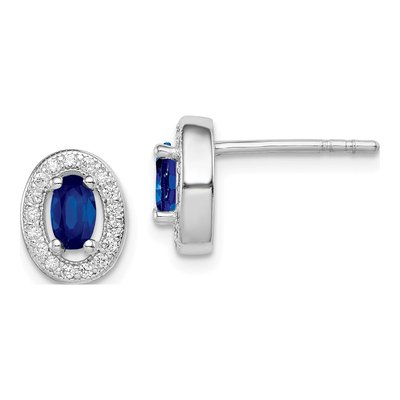Sterling Silver CZ Oval Stud Earrings