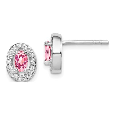 Sterling Silver CZ Oval Stud Earrings