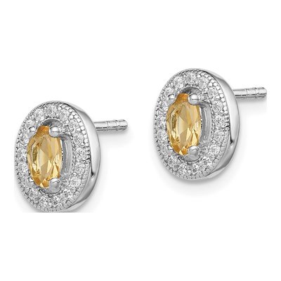 Sterling Silver CZ Oval Stud Earrings – view 3