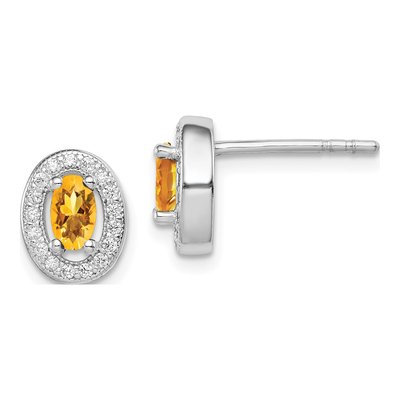 Sterling Silver CZ Oval Stud Earrings