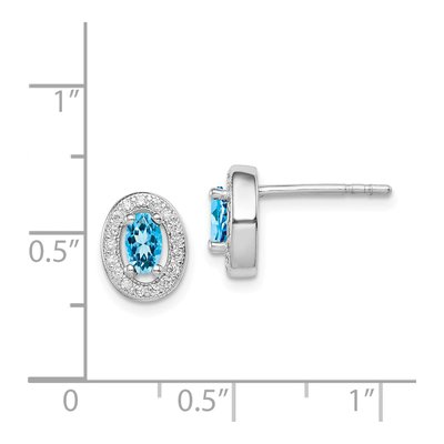 Sterling Silver CZ Oval Stud Earrings – view 5