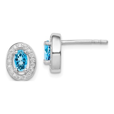 Sterling Silver CZ Oval Stud Earrings