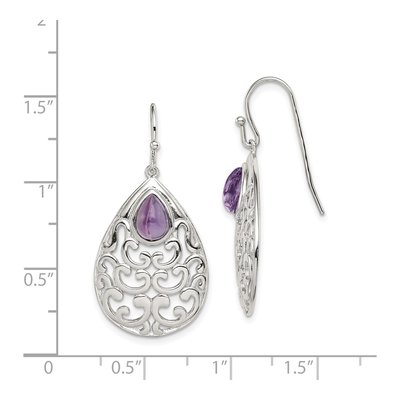 Sterling Silver Amethyst Teardrop Dangle Earrings – view 5