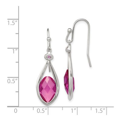 Sterling Silver Pink Dangle Earrings – view 5