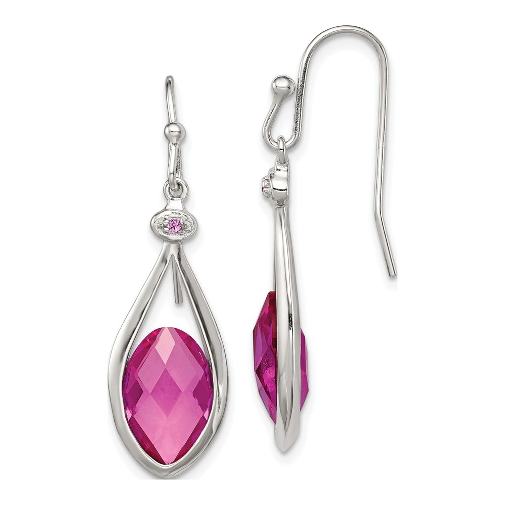Sterling Silver Pink Dangle Earrings