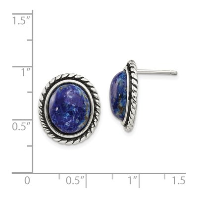 Sterling Silver Lapis Cabochon Stud Earrings – view 5