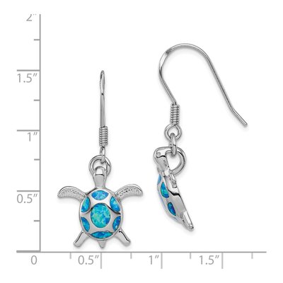 Sterling Silver Lab-Created Opal Turtle Dangle Earrings – view 5