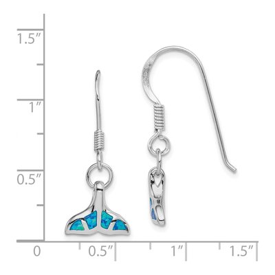 Sterling Silver Lab-Created Opal Dolphin Dangle Earrings – view 5