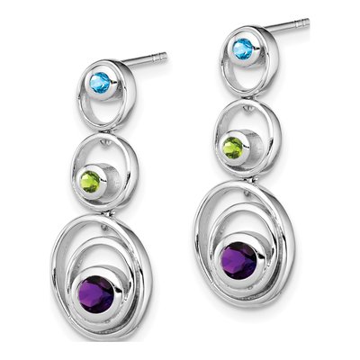 Sterling Silver Amethyst & Peridot Dangle Earrings – view 3
