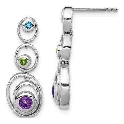 Sterling Silver Amethyst & Peridot Dangle Earrings