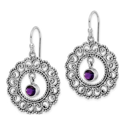 Sterling Silver Amethyst Filigree Dangle Earrings – view 3