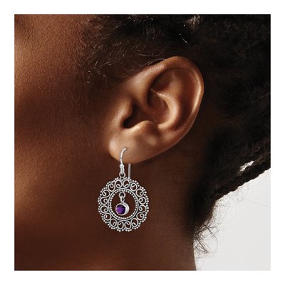 Sterling Silver Amethyst Filigree Dangle Earrings – view 4