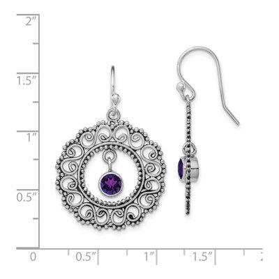 Sterling Silver Amethyst Filigree Dangle Earrings – view 5
