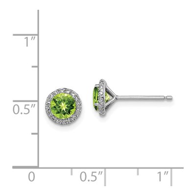Sterling Silver Round Peridot & CZ Button Stud Earrings – view 5
