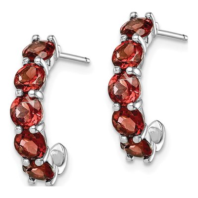 Sterling Silver 19mm Garnet J- Hoop Earrings – view 3