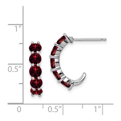 Sterling Silver 19mm Garnet J- Hoop Earrings – view 5