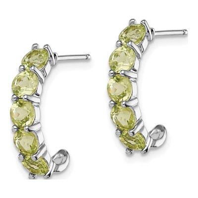 Sterling Silver 19mm Peridot J- Hoop Earrings – view 3