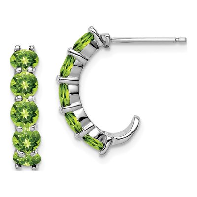 Sterling Silver 19mm Peridot J- Hoop Earrings