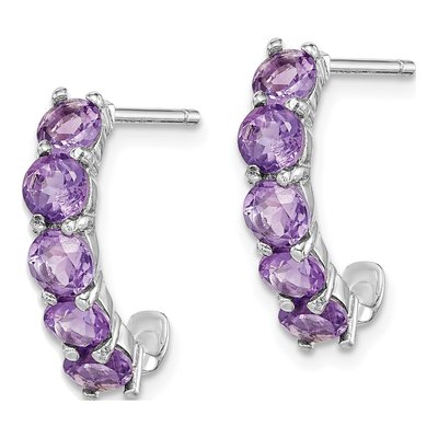 Sterling Silver 19mm Amethyst J- Hoop Earrings – view 3