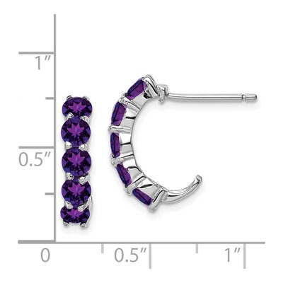Sterling Silver 19mm Amethyst J- Hoop Earrings – view 5