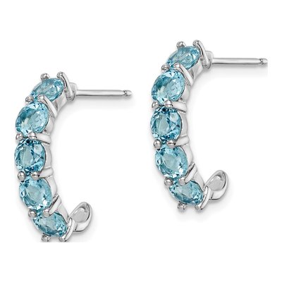 Sterling Silver 19mm Swiss Blue Topaz J- Hoop Earrings – view 3