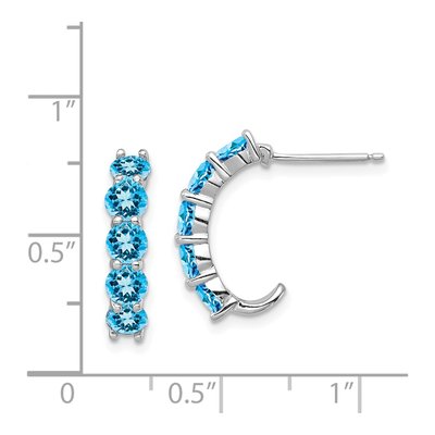 Sterling Silver 19mm Swiss Blue Topaz J- Hoop Earrings – view 5
