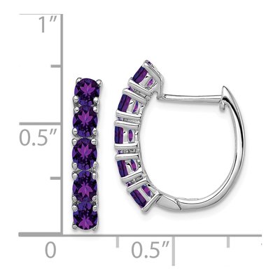 Sterling Silver 20mm Amethyst Huggie Hoop Earrings – view 5