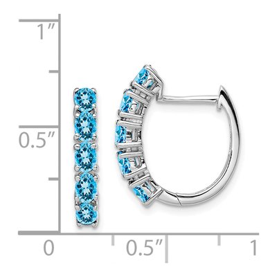 Sterling Silver 20mm Swiss Blue Topaz Huggie Hoop Earrings – view 5