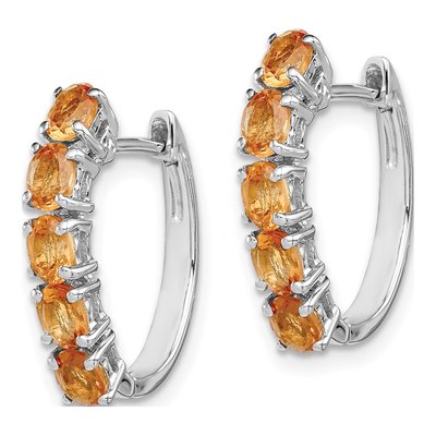 Sterling Silver 20mm Citrine Huggie Hoop Earrings – view 3