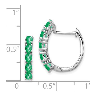 Sterling Silver 20mm Emerald Huggie Hoop Earrings – view 5