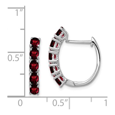 Sterling Silver 20mm Garnet Huggie Hoop Earrings – view 5