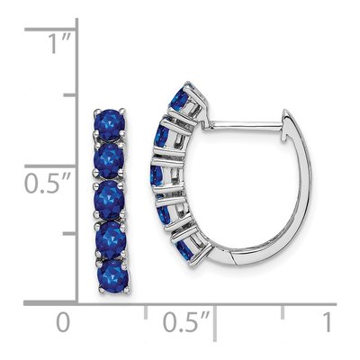 Sterling Silver 20mm Sapphire Huggie Hoop Earrings – view 5