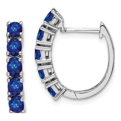 Sterling Silver 20mm Sapphire Huggie Hoop Earrings