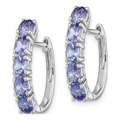 Sterling Silver 20mm Tanzanite Huggie Hoop Earrings – view 3
