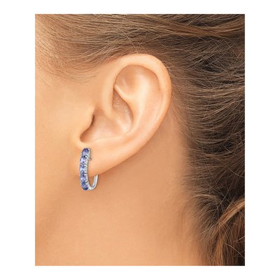 Sterling Silver 20mm Tanzanite Huggie Hoop Earrings – view 4
